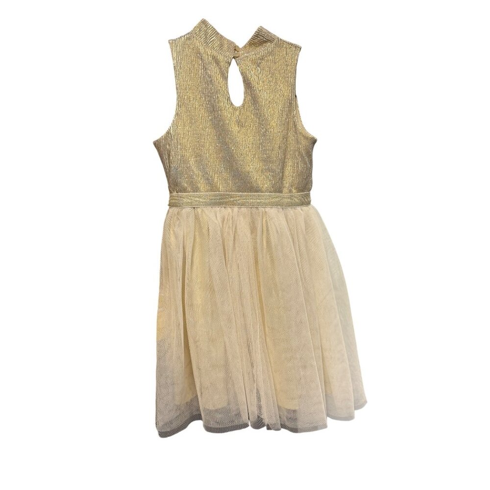 Pink & Violet Girls Gold Metallic Top & Tulle Skirt Dress Keyhole Back M (7/8) P - Picture 2 of 6